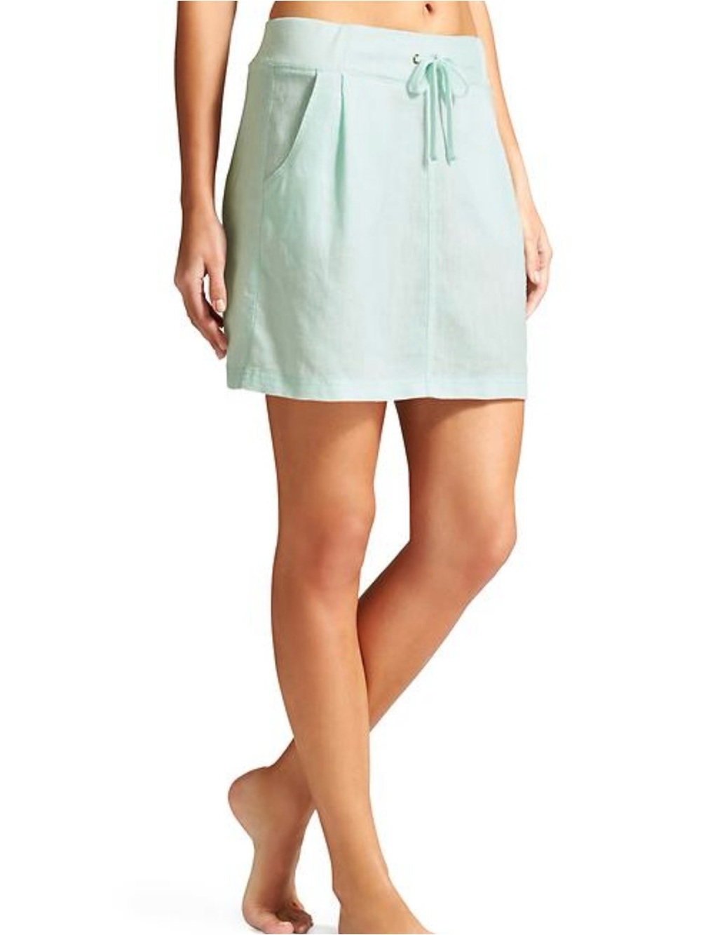 Athleta White Drawstring Mini Skirt - Linen Cotton Lightweight Breathable Summer